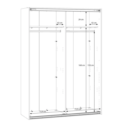 Szafa przesuwna na ubrania 150 cm  Kolor Biały